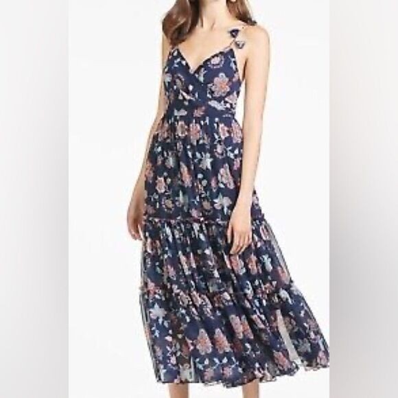NWT sachin and Babi‎ Dalia Eastern Gouache Botanical Floral Tiered Dress Sz 8 - Picture 2 of 16